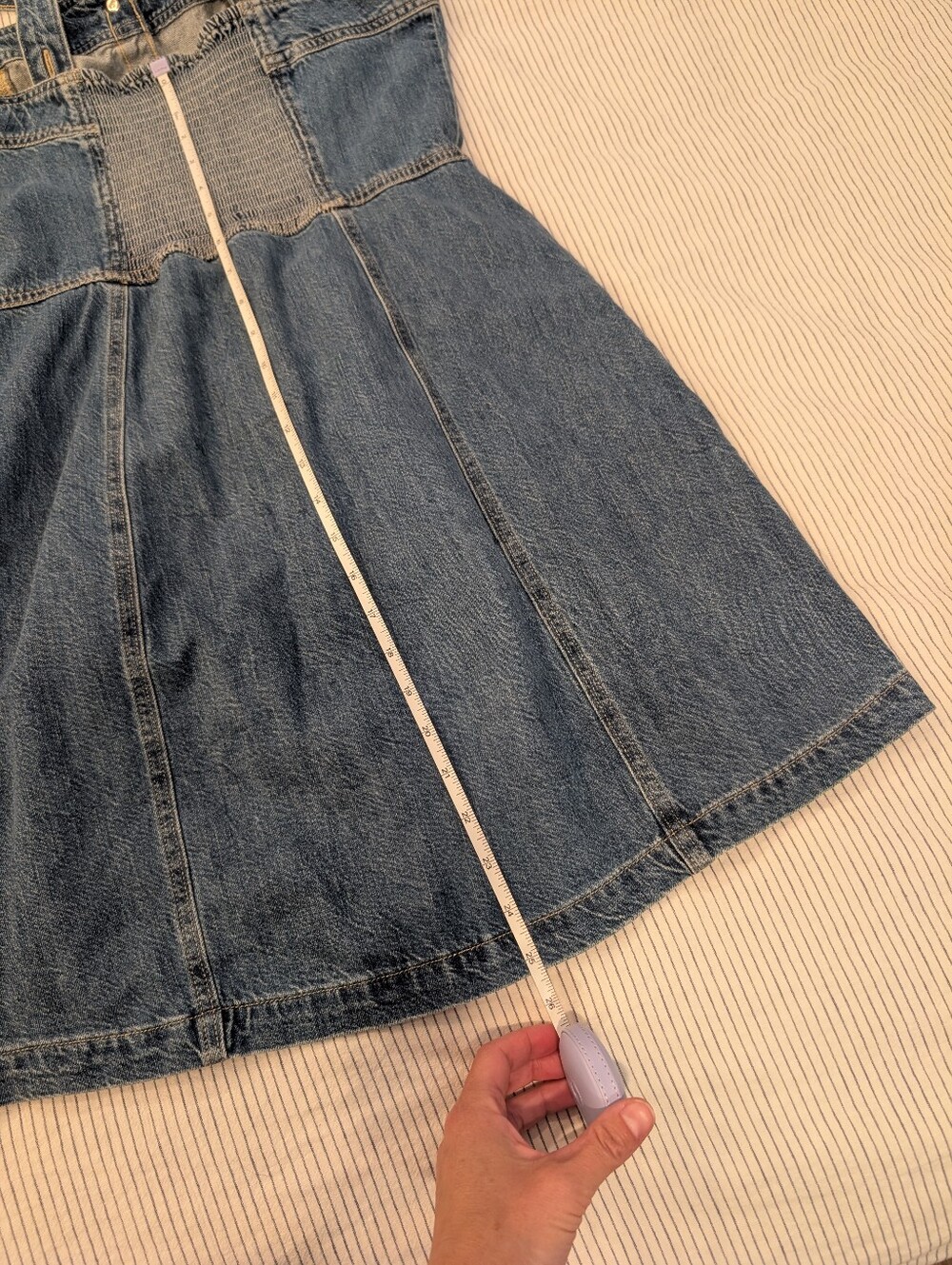 Levi's Light Blue Denim Button-Front Mini Dress with Straps - Picture 8 of 8